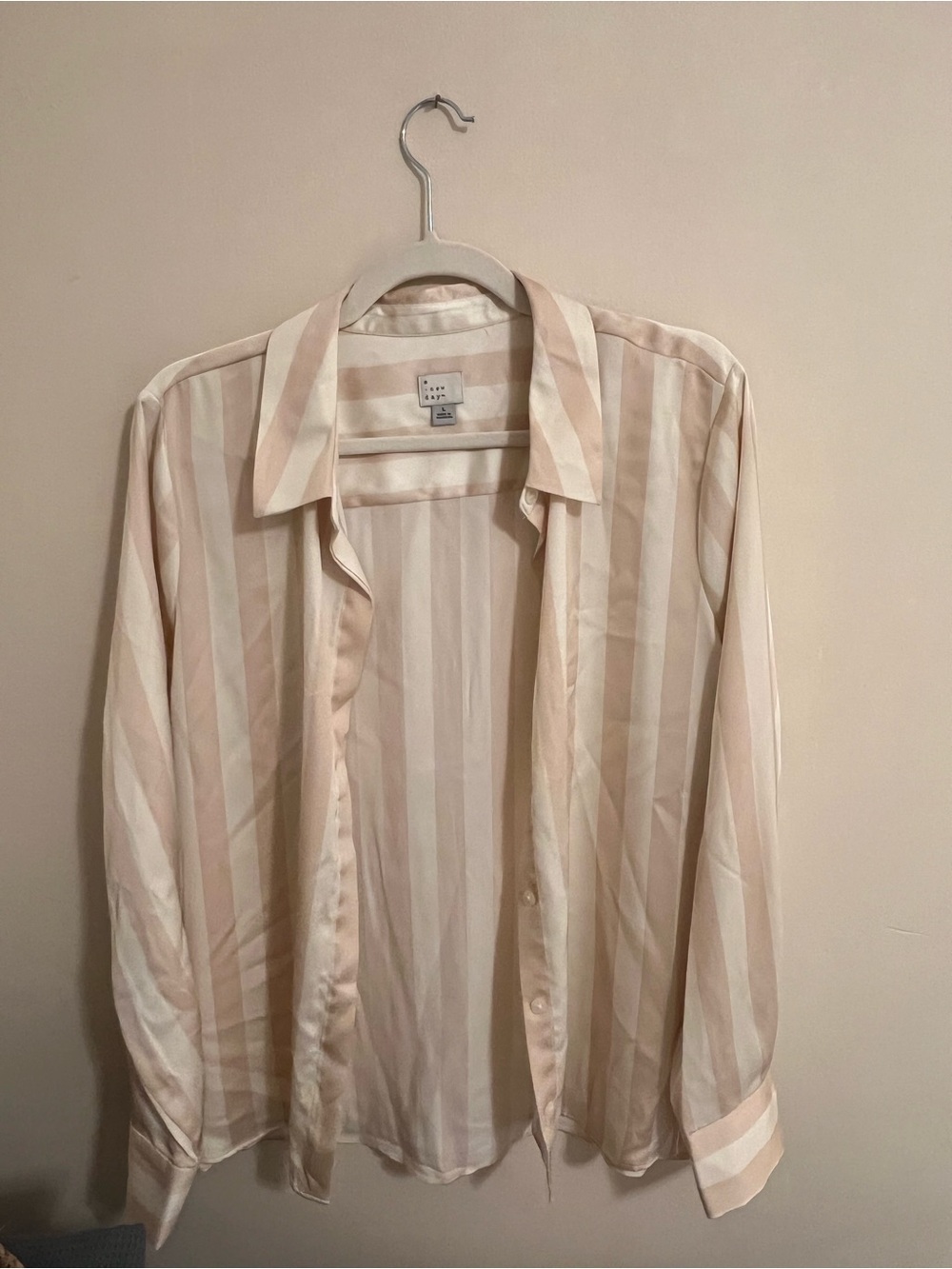 a new day women’s Striped Button-Down Shirt in Beige and Cream